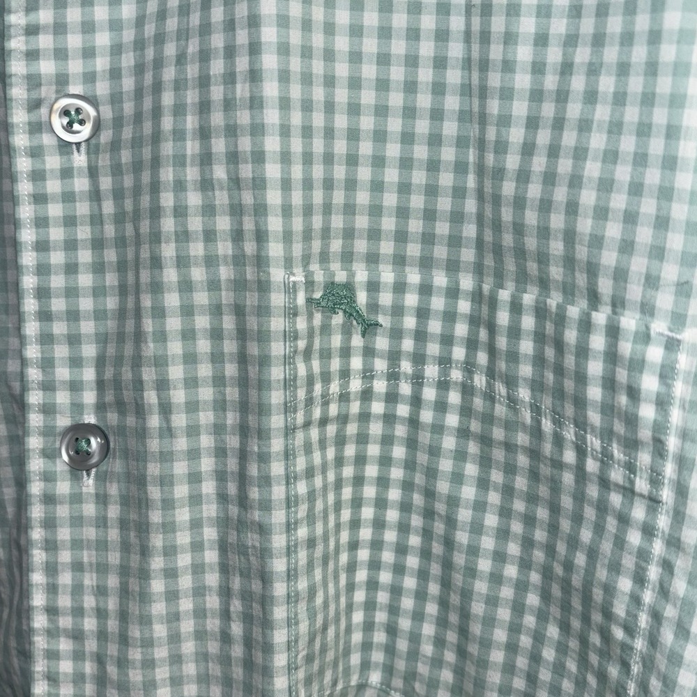 Tommy Bahama Shirt Mens Size M Green White Gingham Button Up Long Sleeve Pima - Picture 3 of 6